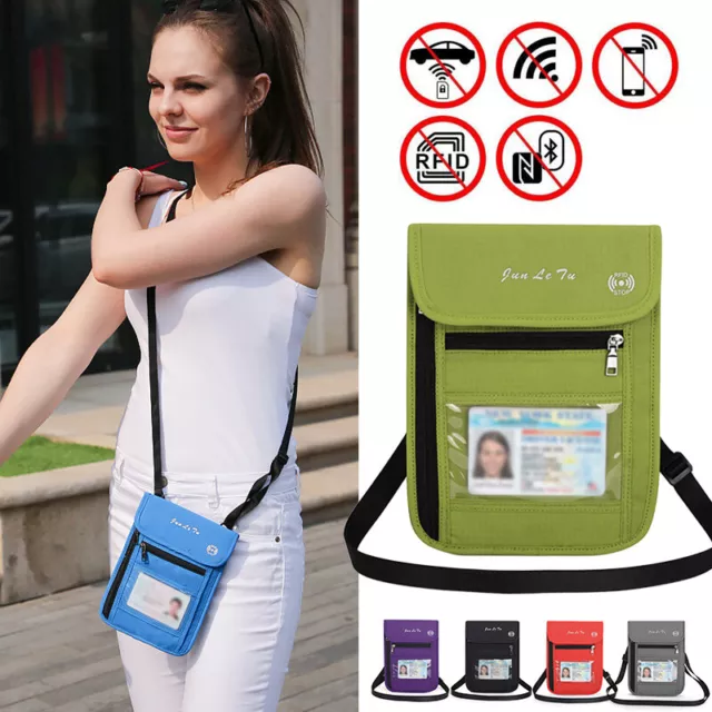 RFID Blocking Passport Holder Travel Wallet Bag Security Anti-theft Neck Pouch