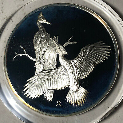 1971 Franklin Mint Robert Bird Pileated Woodpecker 2 Ounce Silver Proof Medal
