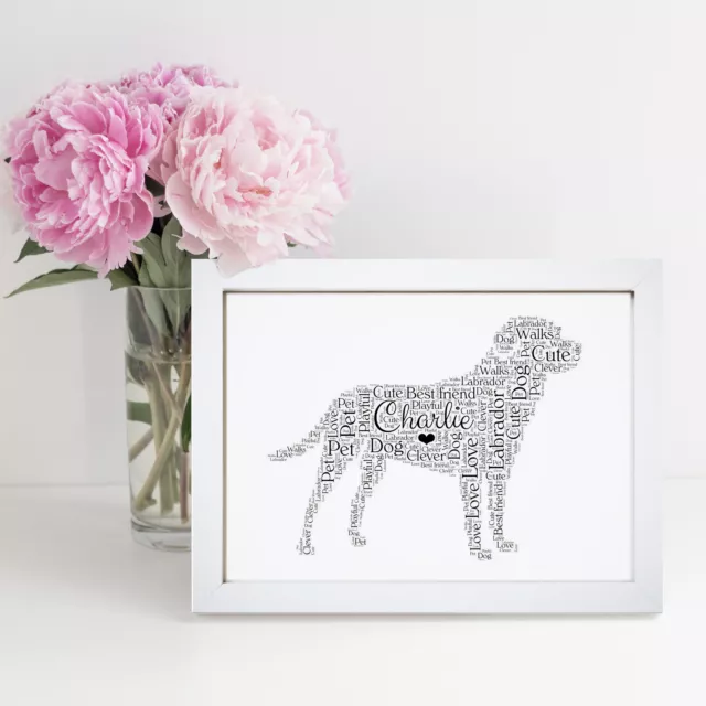 Personalisierter Labrador Hund gerahmter Druck Haustierliebhaber Geschenk Wand Wort Kunst Geschenke