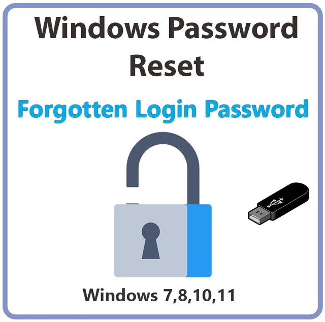 WINDOWS PASSWORT ZURÜCKSETZEN, vergessenes Windows Anmeldekennwort Windows 7, 8, 10, 11 EUR 11