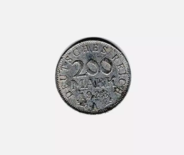 1923-A Germany Weimar 200 Mark Aluminum German Coin VF-XF