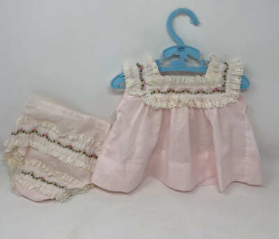 Vintage ALEXIS Made In USA Baby Girl Size 3 Months PINK DRESS Panty Lace Rosebud