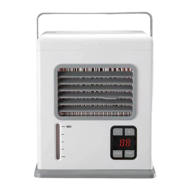 Mini Climatiseur Portable Évaporation 3 Vitesses - Refroidisseur D'Air USB Blanc - Ventilateur Humidificateur Bureau & Chambre