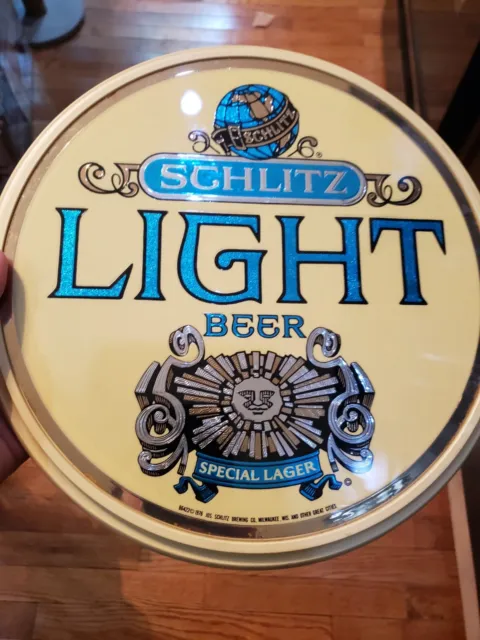 Vintage Schlitz Light Brand Beer Advertising Plastic Wall Sign 1976 Lakeside Ltd