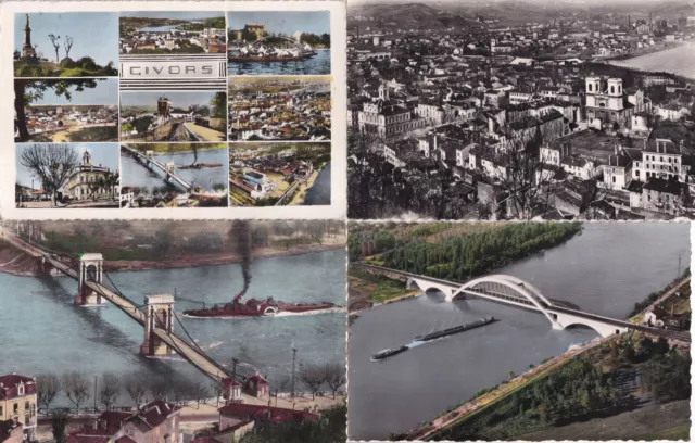 Lot de 4 cartes postales anciennes postcards GIVORS RHÔNE 1