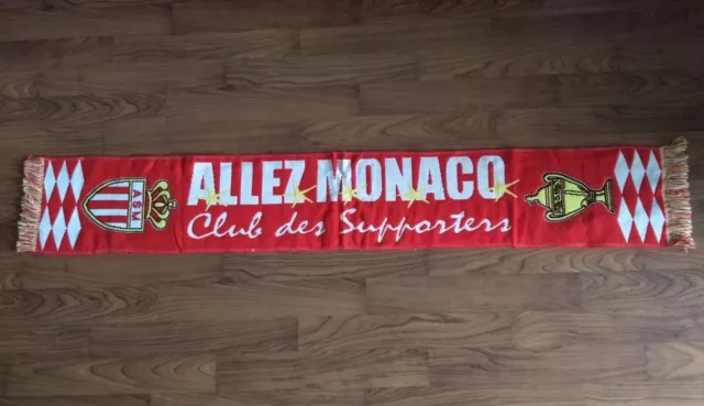 Allez Monaco Football Scarf Vintage 51 Inches Length Fringe To Fringe Red