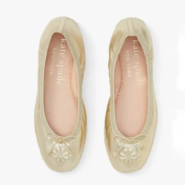 KATE SPADE Clubhouse Metallic Leather Espadrilles Gold Shoes Flats  Size 7