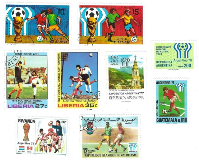 Fußball-WM 1978, 9 Marken, kleine Sammlung