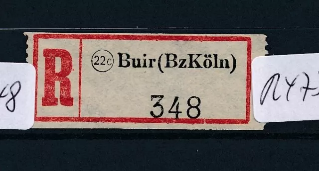 R4757) Zonen/ frühe Bund,  Reco-Zettel 22c Buir (Bz Köln)