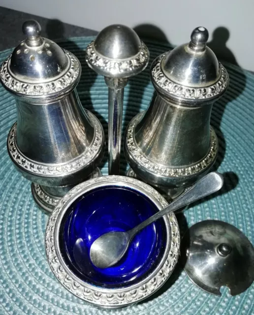 Vintage versilbertes Ian Heath Ltd IANTHE Gewürz Cruet Set Made in ENGLAND