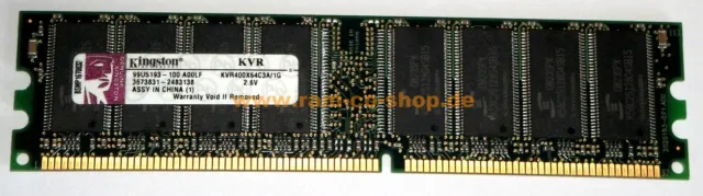 1 GB DDR-RAM 184-pin PC-3200U nonECC 400 MHz  'Kingston KVR400X64C3A/1G'