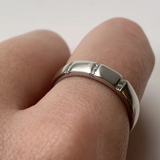 Platin Diamant Trilogie Hochzeitsband Ring 4 mm Platin 950 - Größe Q 2