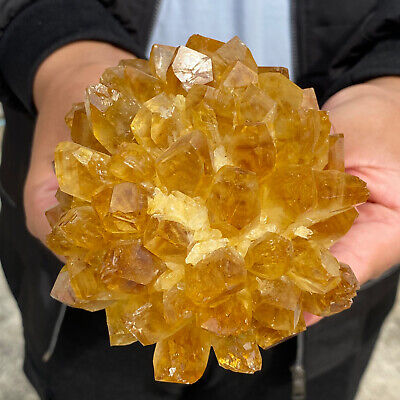 1.86LB New Find Yellow Phantom Quartz Crystal Cluster Mineral Specimen Healing