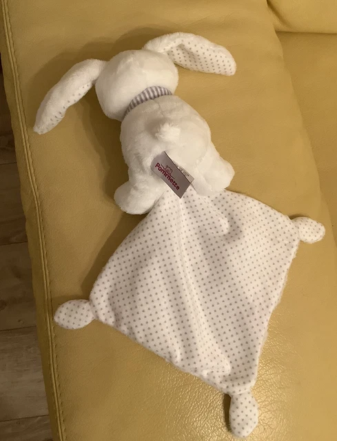 Doudou lapin blanc gris Petits pois pommette mon petit cœur 3