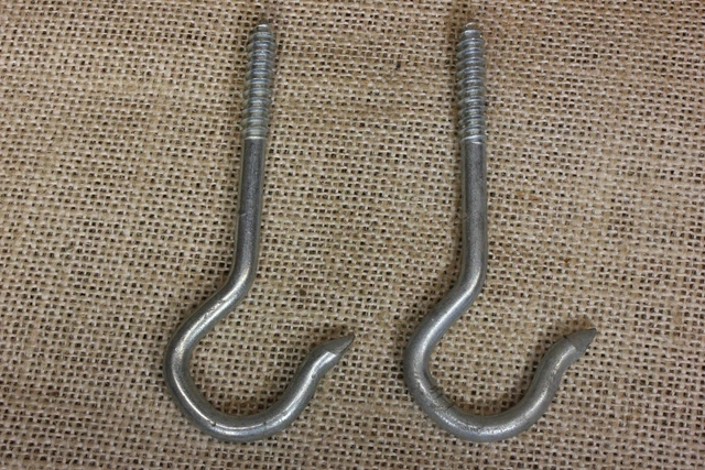 2 old hanging Plant Hooks 3 7/8” pointed vintage wash line swing 2