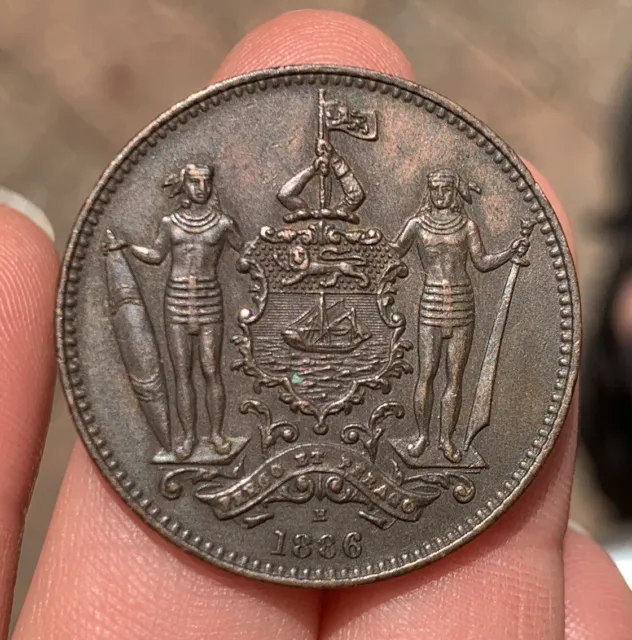 Superb Victorian British North Borneo Co One Cent Bronze Coin 1886 Lustre