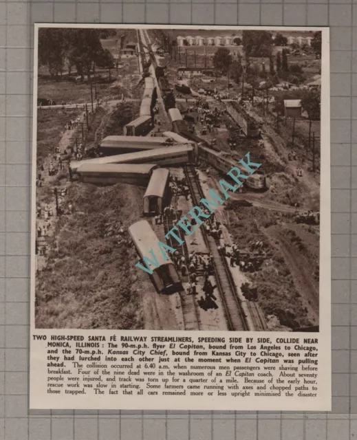 C3312) Santa Fe Train Crash Monica Illinois El Capitan Kansas City - 1950 Clip