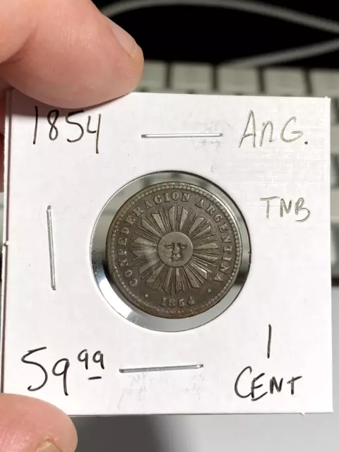 1854 Argentina / Argentine Confederate TNB 1 Centavo