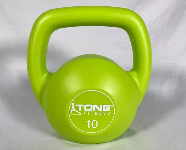 TONE FITNESS Vinyl 10 LBS Kettlebell Lime Workout Gym Weight Strength Training