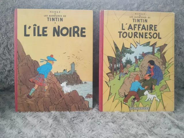 2 anciennes BD de TINTIN année 50 l'affaire Tournesol et l'ile noire B28