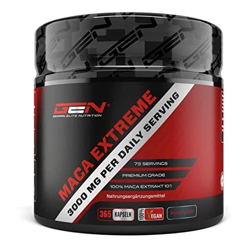 Maca Extreme - 365 gélules - Extra fortement dosé  30.000mg par portion journ...