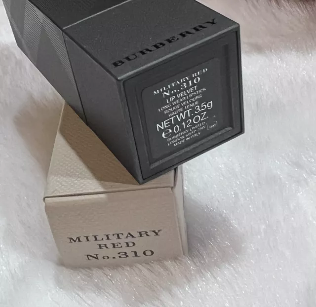 RARE Burberry Lip Velvet Long Wear Lipstick No. 310 MILITARY RED 0.12 oz NIB 2