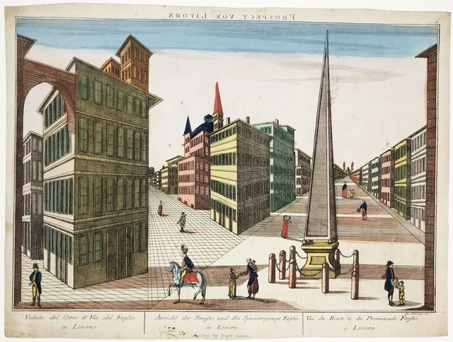 Livorno Toscana Optical View Guckkastenblatt Engraving Incisione 1780