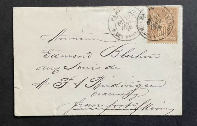 Postal History - France 1878 cover from Paris to Frankfurt