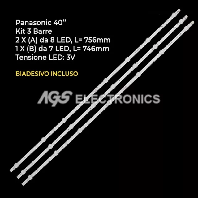 Kit 3 Barres Téléviseurs À Led Panasonic Tx40C200E Ves400Unds2Dn