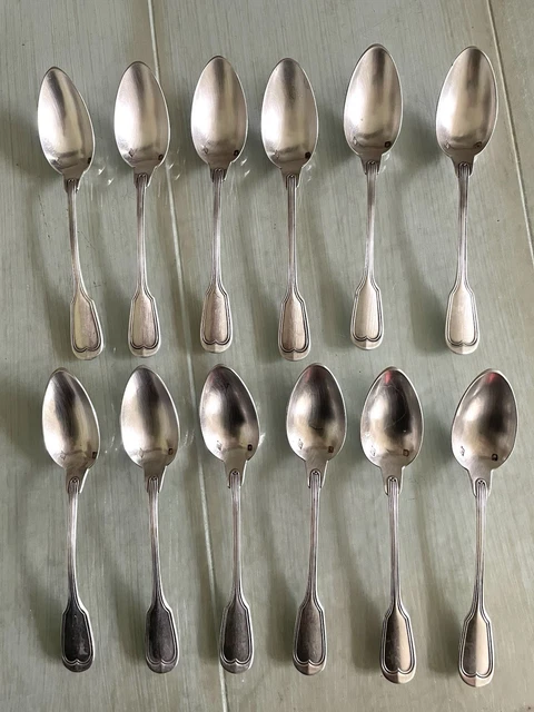 Petite cuillère ancienne en métal argenté – 15 cm – poinçonnée - Arts de la table