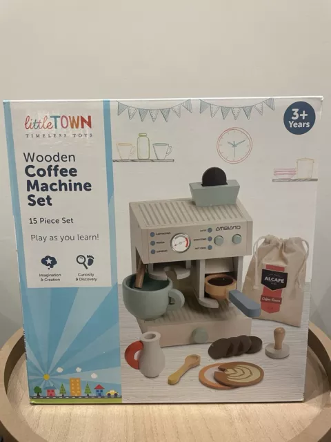 ALDI LITTLE TOWN Wooden 15 Piece Coffee Machine Set Brand NEW BOXED 25.99 PicClick UK