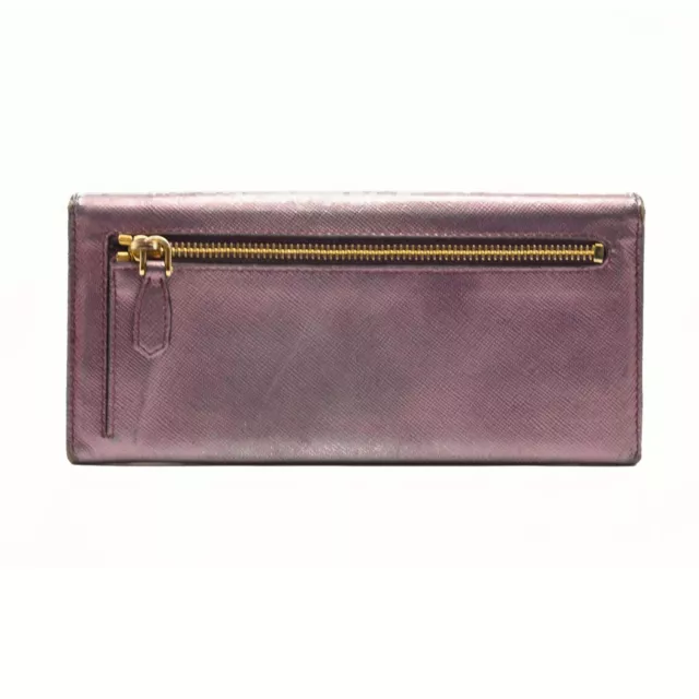 PRADA Saffiano Metal Continental Flap Wallet Metallic Purple 3