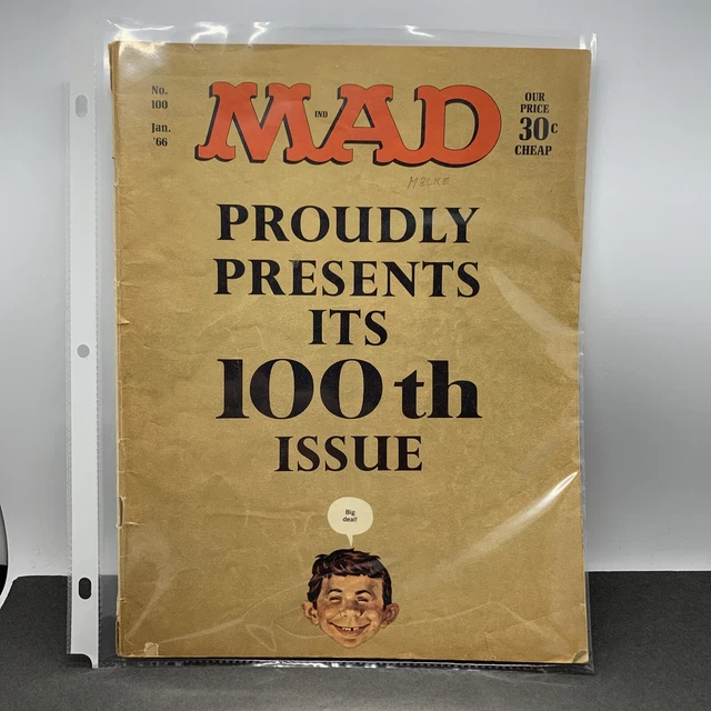 Mad Magazine Proudly Presents Its 100th Issue Big Deal January 1966 Free Ship