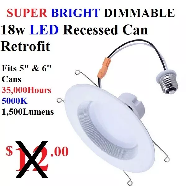 💥WHOLESALE💥NEW LED DIMMABLE 6" CAN LIGHT BULB RETROFIT 1500 lumens 50K White