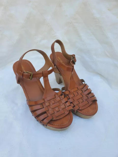 Size 9 Womens - Indigo Rd Sandals Brown Leather Strap Block Heel