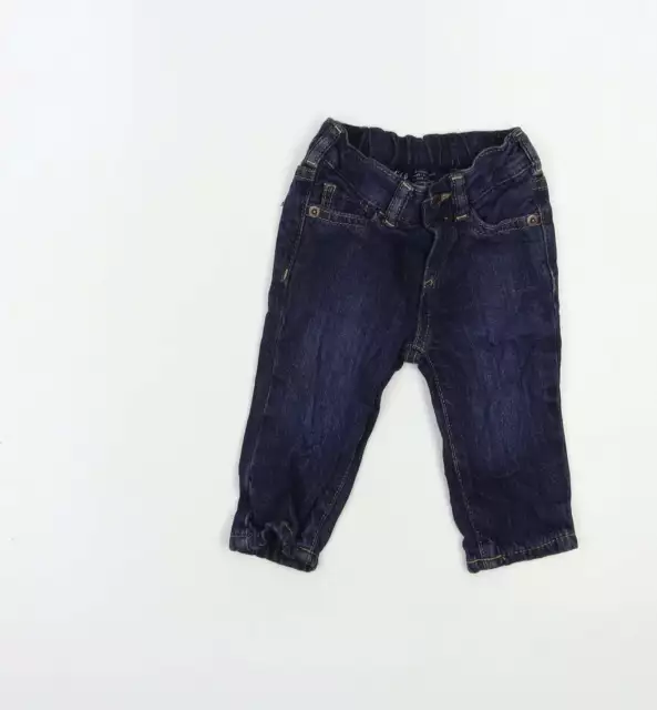 Gap Baby Blue Cotton Jogger Jeans Size 3-6 Months Button