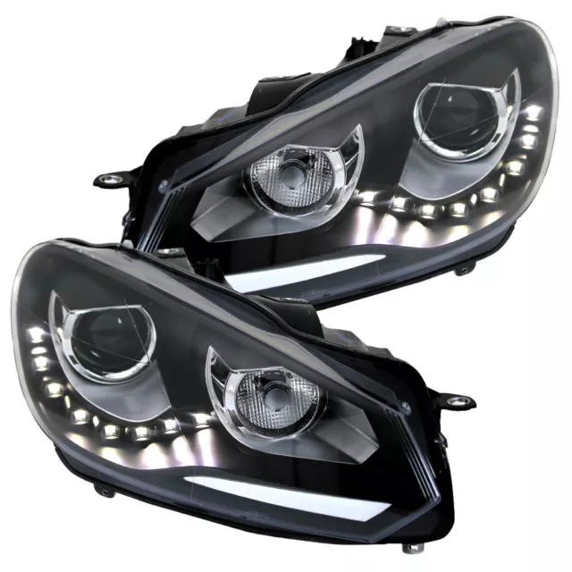 Scheinwerfer Set DRL LED Tagfahrlicht für VW Golf 6 VI Bj. 2008-2013 Schwarz