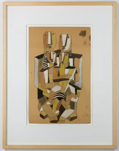 Prof. Adolf Odorfer, "Kubistische Figurengruppe" Gouache, Skulptur, Kubist, Exil