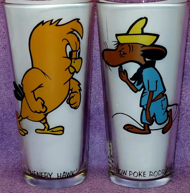 🔥 1973 Pepsi Warner Bros Slow Poke Rodriguez & Henery Hawk Glasse! Read