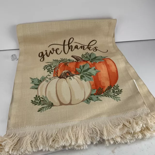 Fall Table Runner, 13 x 72 inches, Give Thanks Pumpkins Multi-Color Robert  Stanley 