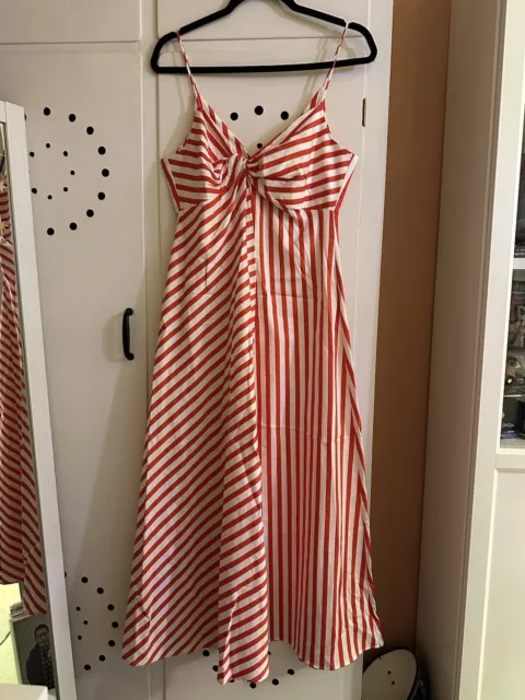 Mango Aveiro Red & White Stripe Twist Dress Size Medium Uk 10 BNWT
