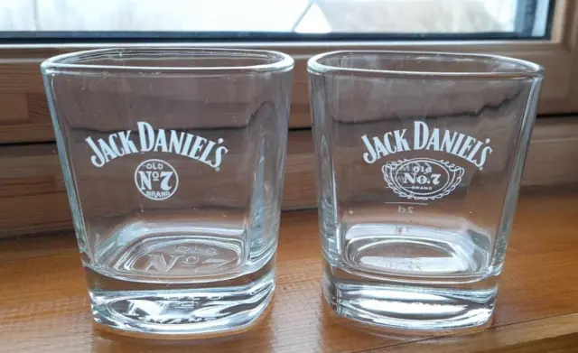 Pair Of (2) Jack Daniel's Old No 7 Whiskey Rocks Tumbler Glasses Heavy Bottomed