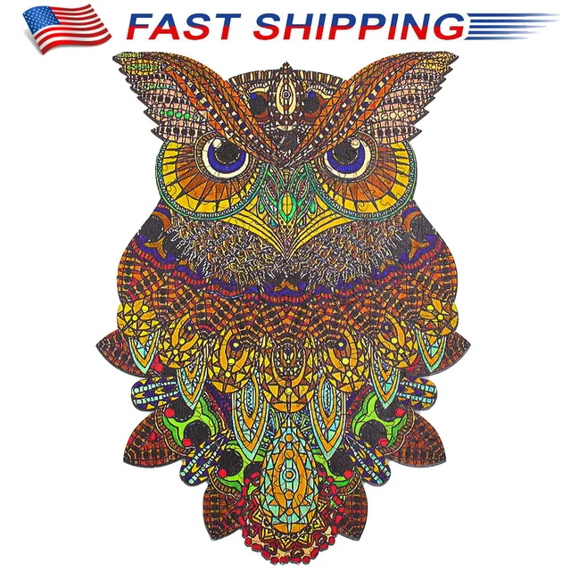 218 Pieces Wooden Jigsaw Puzzles Unique Shape Puzzle Owl for Adults and Children