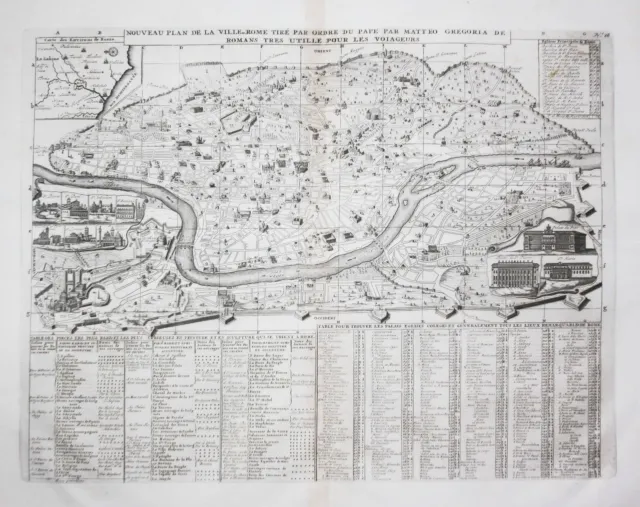 Roma ROM Rome Plan Italia Mappa Engraving Incisione Chatelain 1720