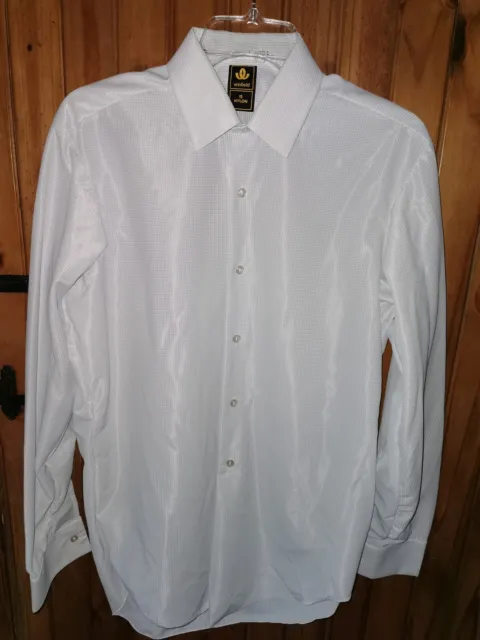 Camicia da uomo vintage Winfield Nylon 15" bianca con grigio Pinchbeck