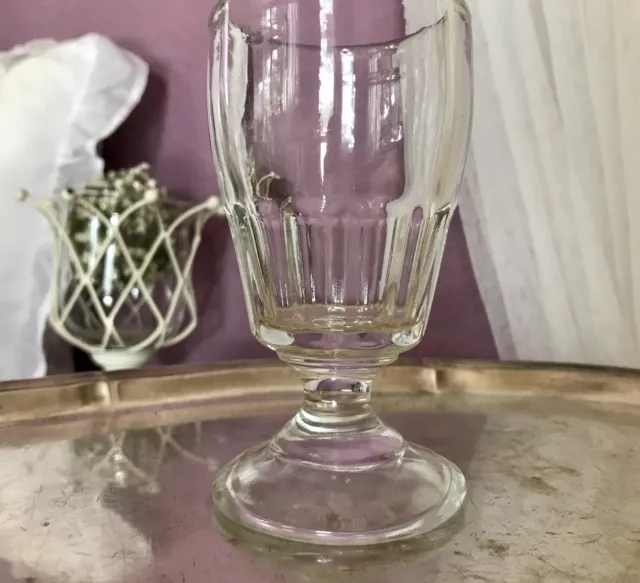 Antik Fußbecher Becher Weinglas Pokalglas Pressglas Glas um 1920 3