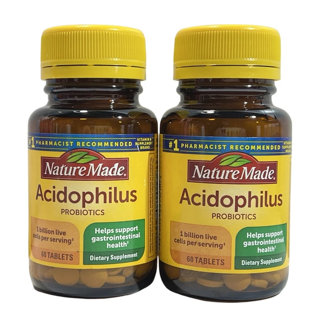 Lot of 2 Nature Made Acidophilus Probiotics, 60 Count Each - EXP 06/30/2023