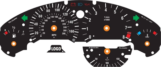 For BMW M3 E36 280km/h - Black Speedometer Dials from MPH to Km/h Cluster Gauges For BMW M3 E36 280km/h - Black Speedometer Dials from MPH to Km/h Cluster Gauges