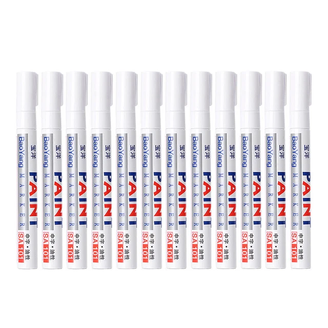 12pcs Car Tyre Tire Thread Rubber Waterproof Permanent Paint Marker Pen White