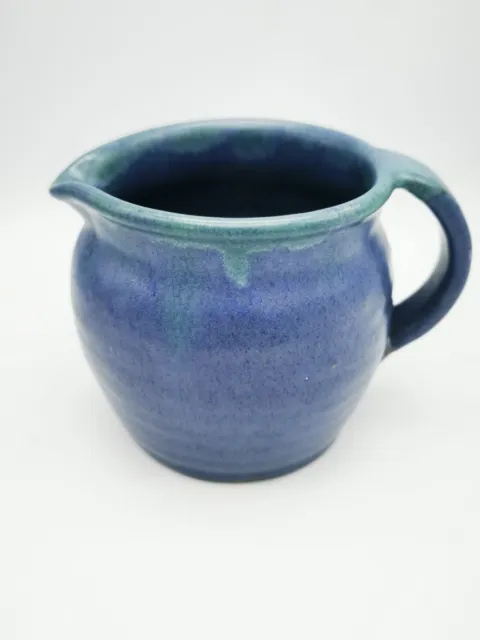 Vintage Upchurch Pottery Milk Jug/ Creamer Blue Teal Drip